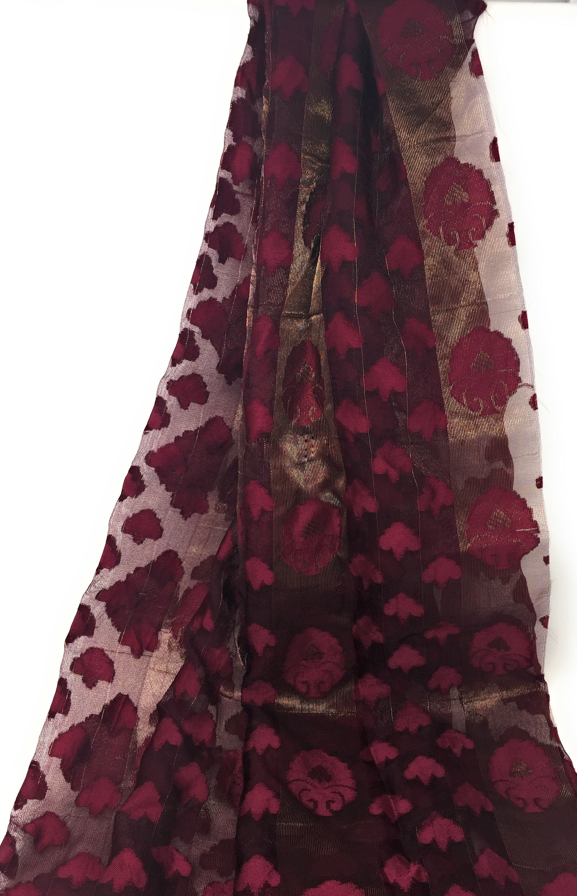Magenta Gold brocade fabric