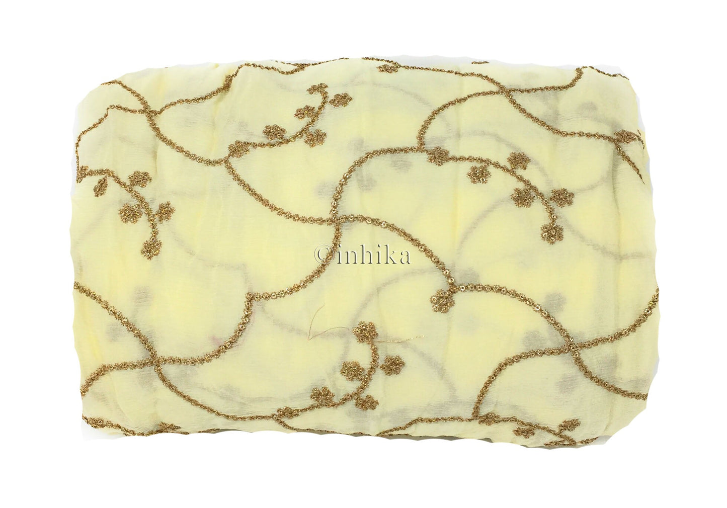 Cream Embroidered chiffon fabric