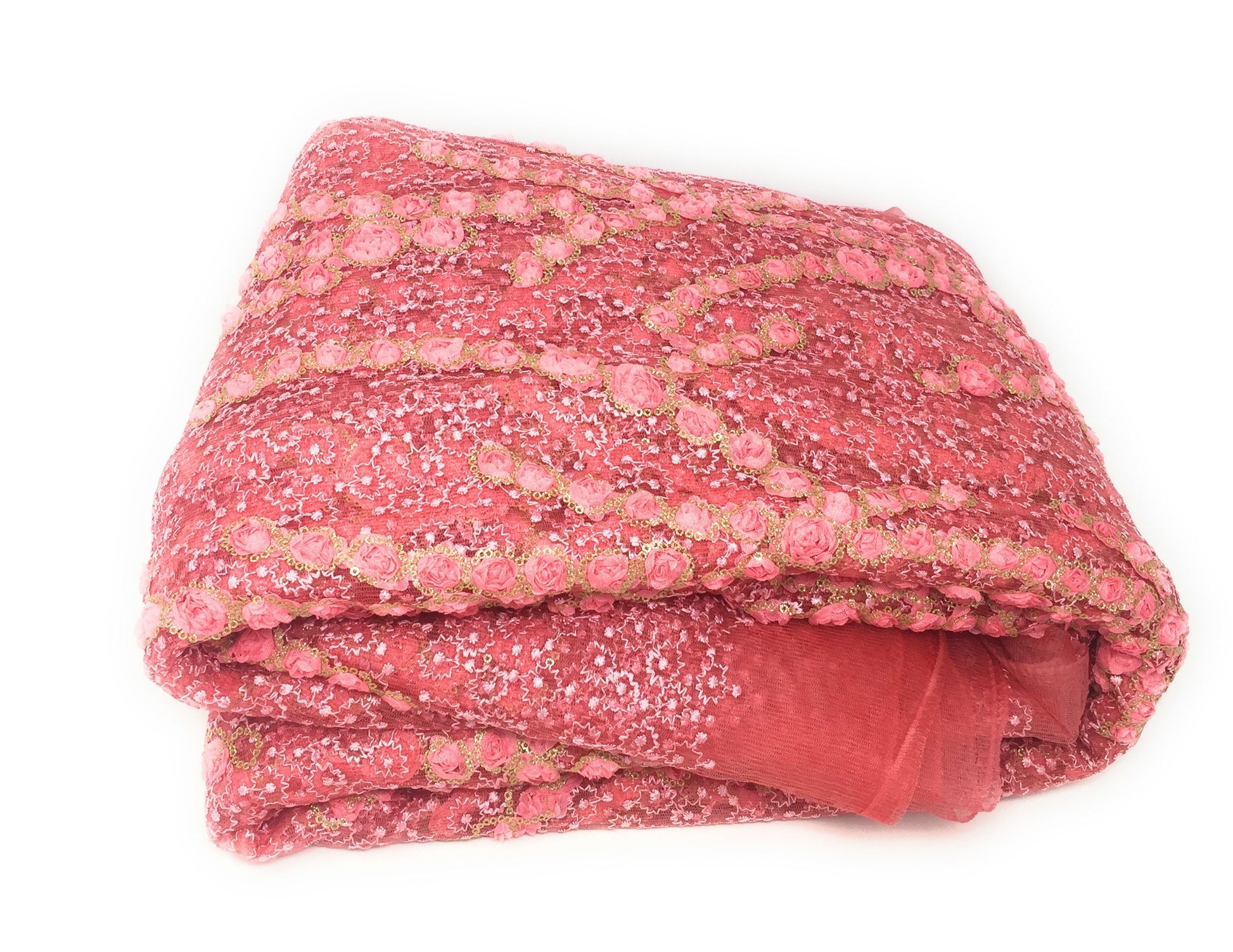 Pink Peach Net Dress Material
