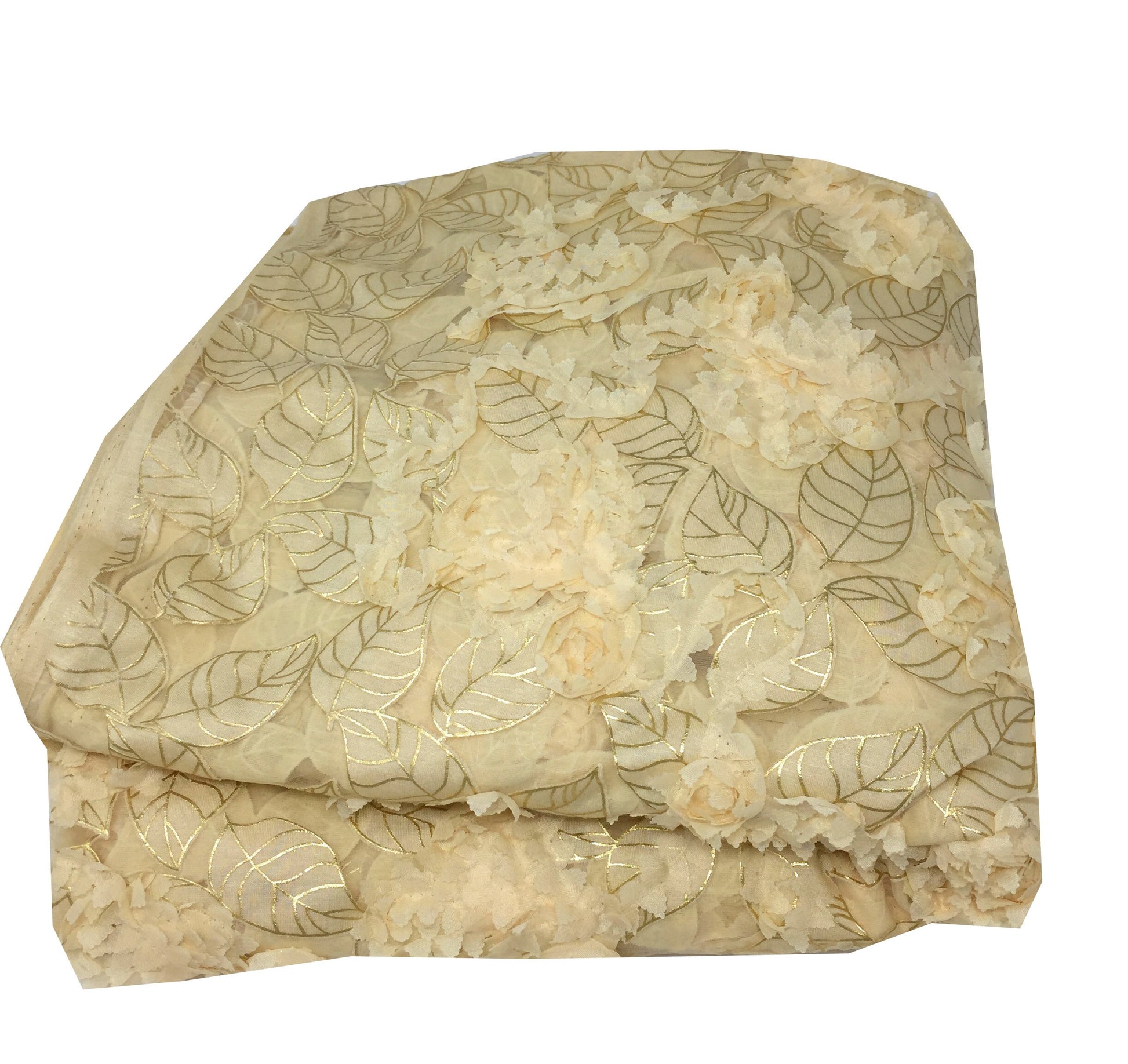 Cream Net Dress Material