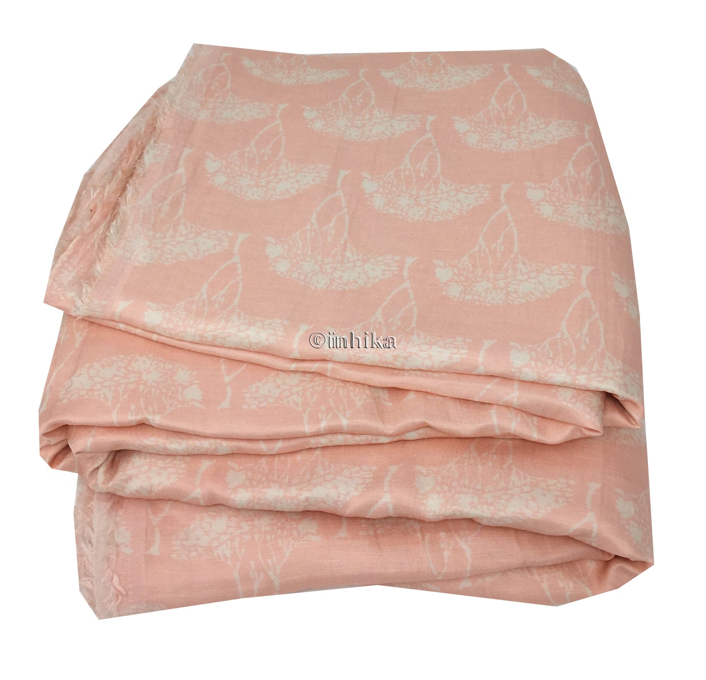 Printed Pink Linen Satin Fabric