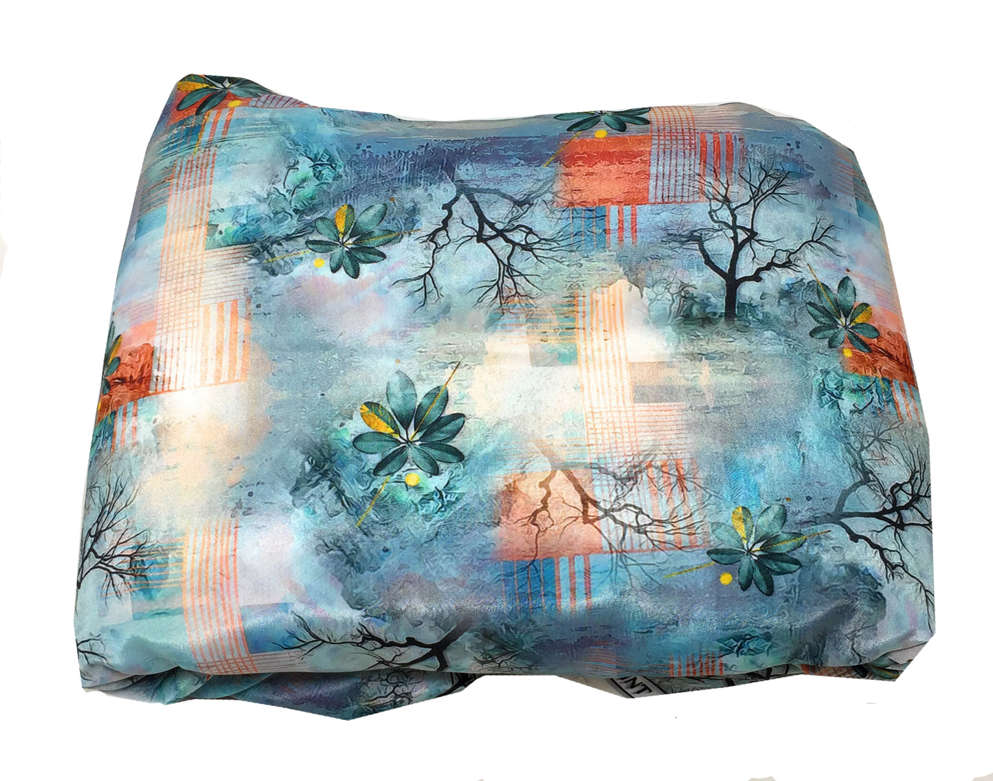 Multicolour Light Blue Indian Print Modal Satin Fabric