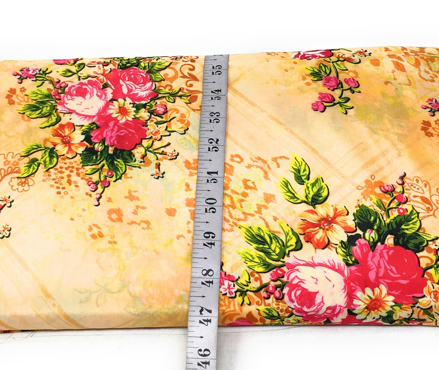 Multicolour Dark Peach Indian Print Modal Satin Fabric