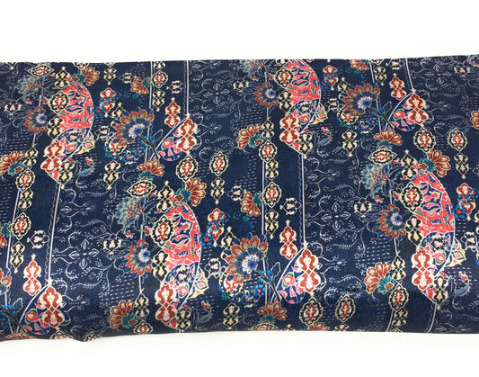 Multicolour Light Blue Indian Print Modal Satin Fabric