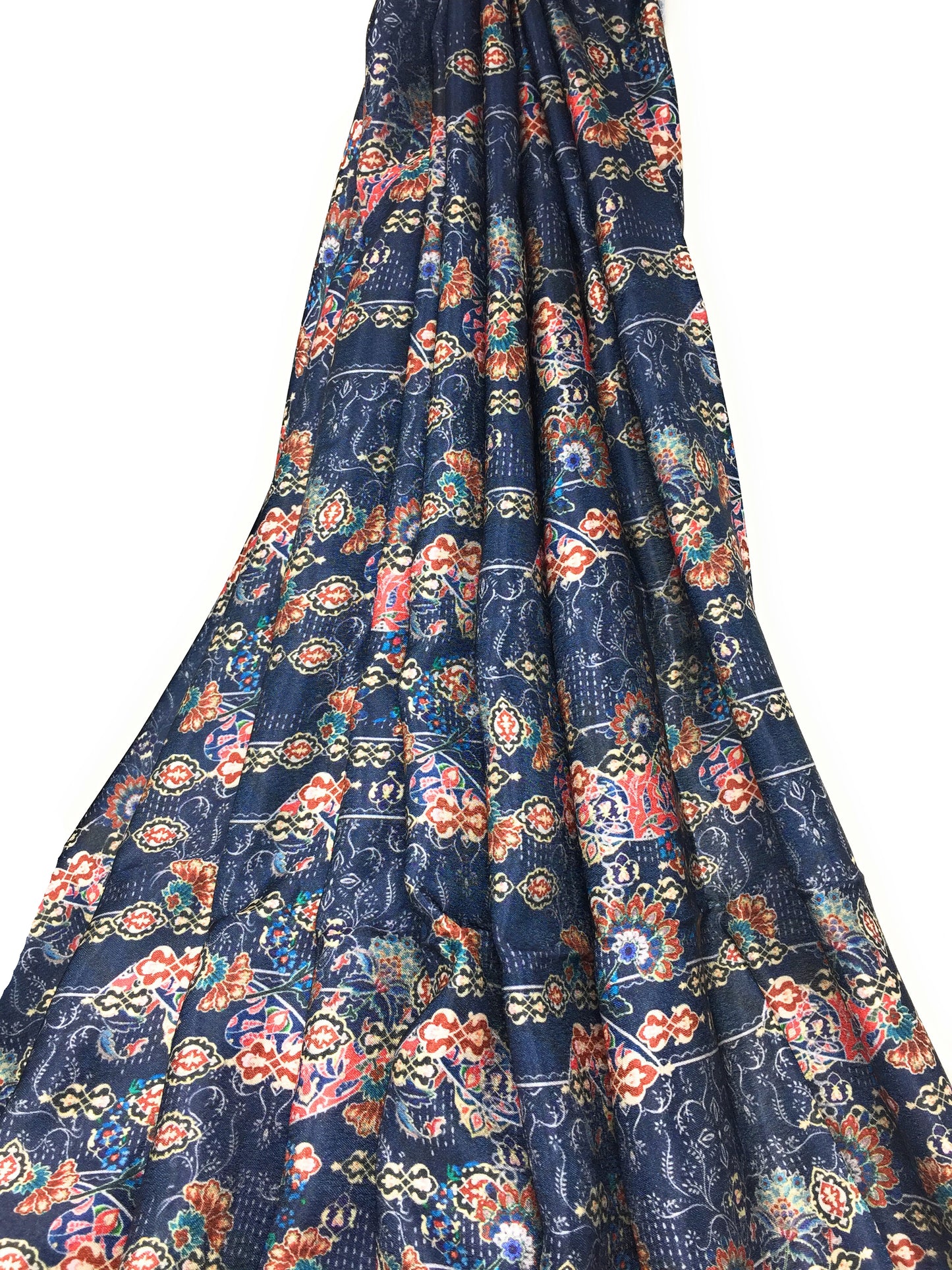 Multicolour Light Blue Indian Print Modal Satin Fabric