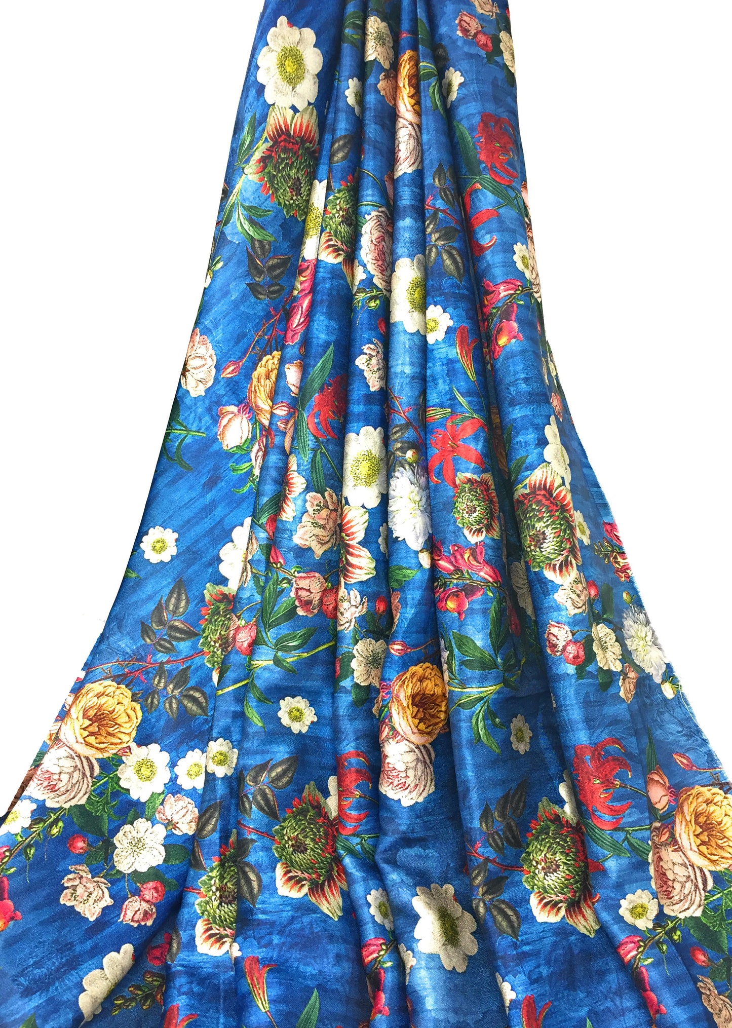 Multicolour Blue Indian Print Modal Satin Fabric