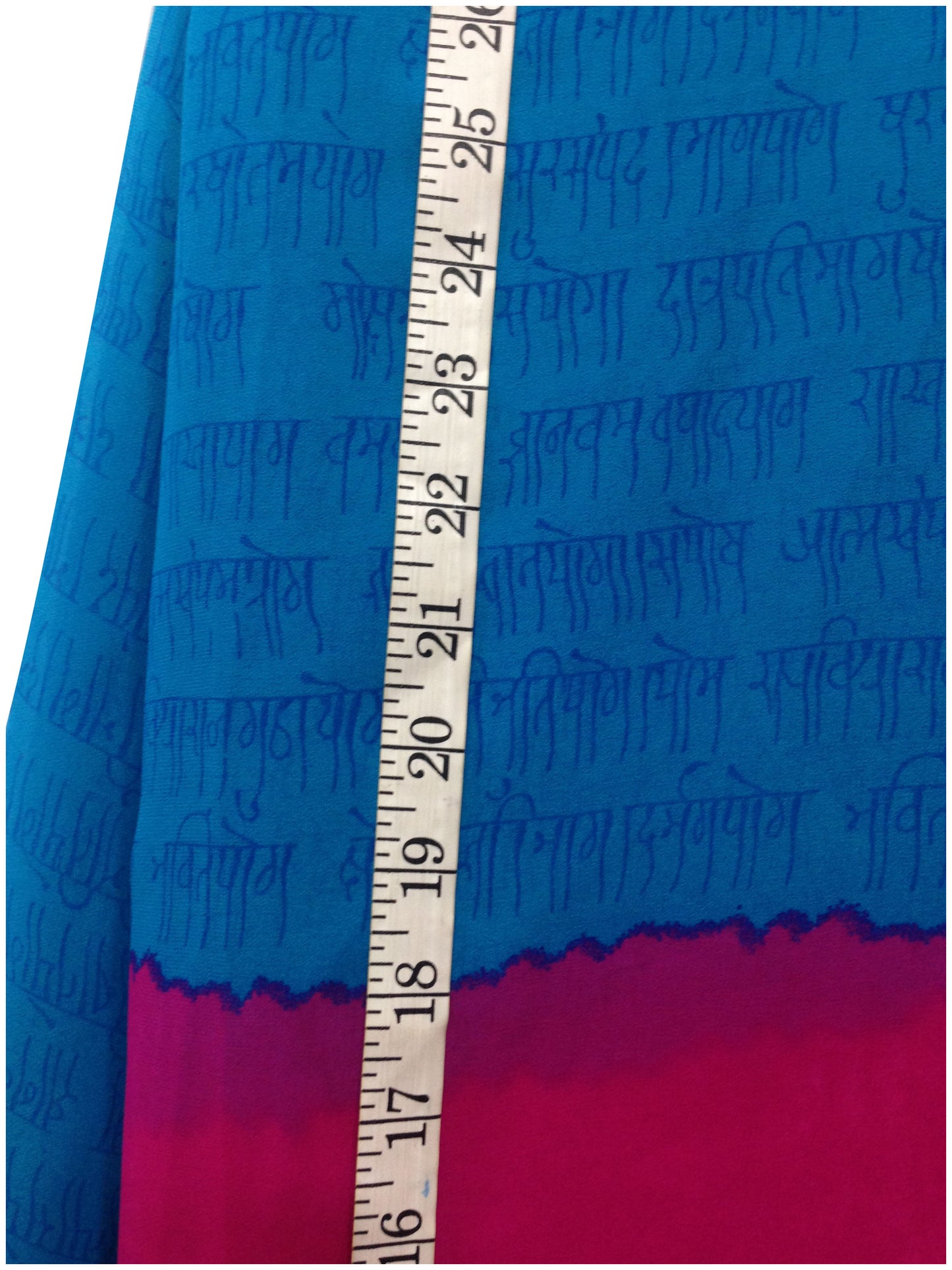 Blue Pink Alphabet Print Georgette Fabric
