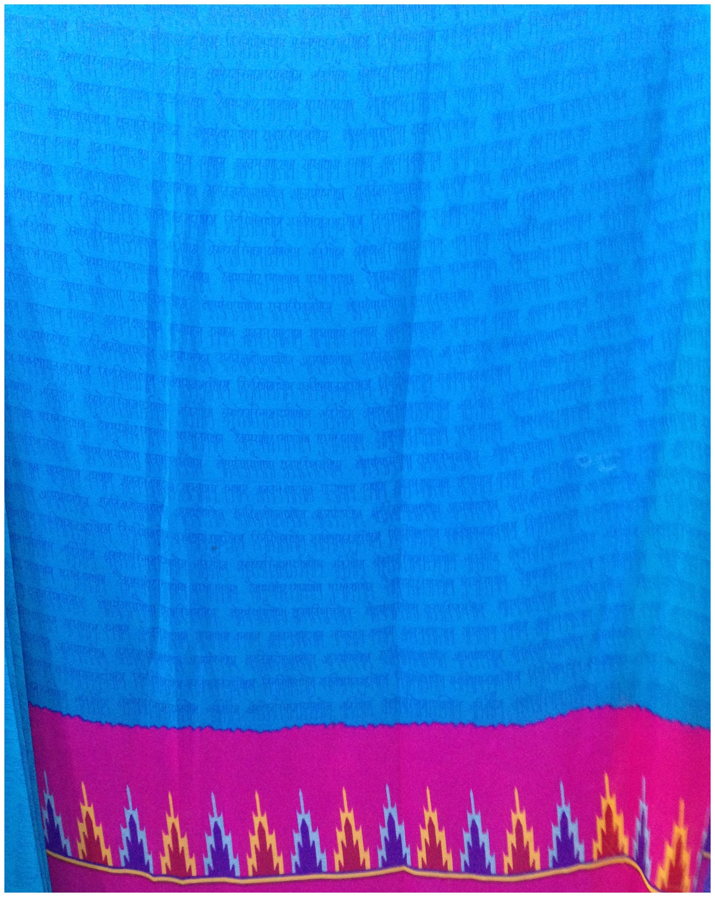 Blue Pink Alphabet Print Georgette Fabric