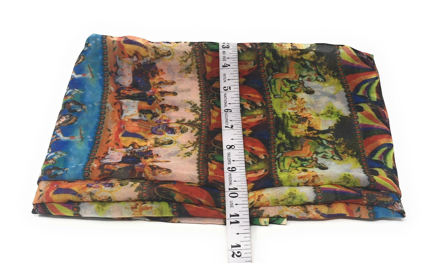 Multicolour Indian Art Print Georgette Fabric