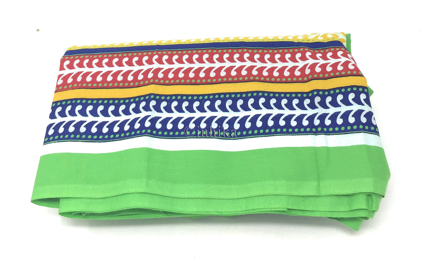 Pure Cotton, Printed colour fast fabric, solid green, multicolour panel