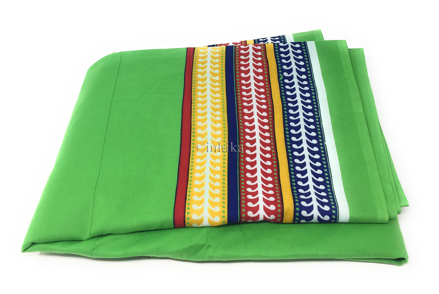 Pure Cotton, Printed colour fast fabric, solid green, multicolour panel