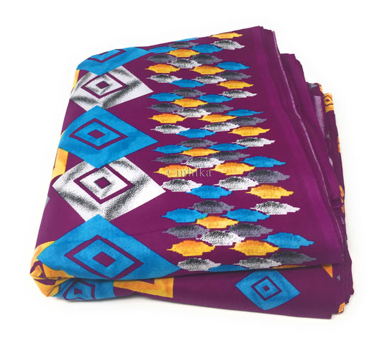 Pure Cotton, Printed colour fast fabric, purple base, art print