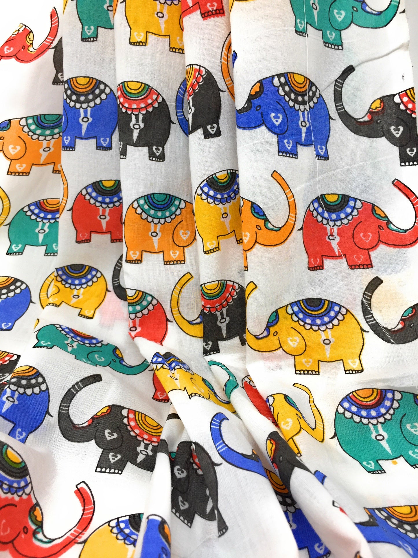 Churidar Materials, Multicolour Printed Cotton, Elephant Print