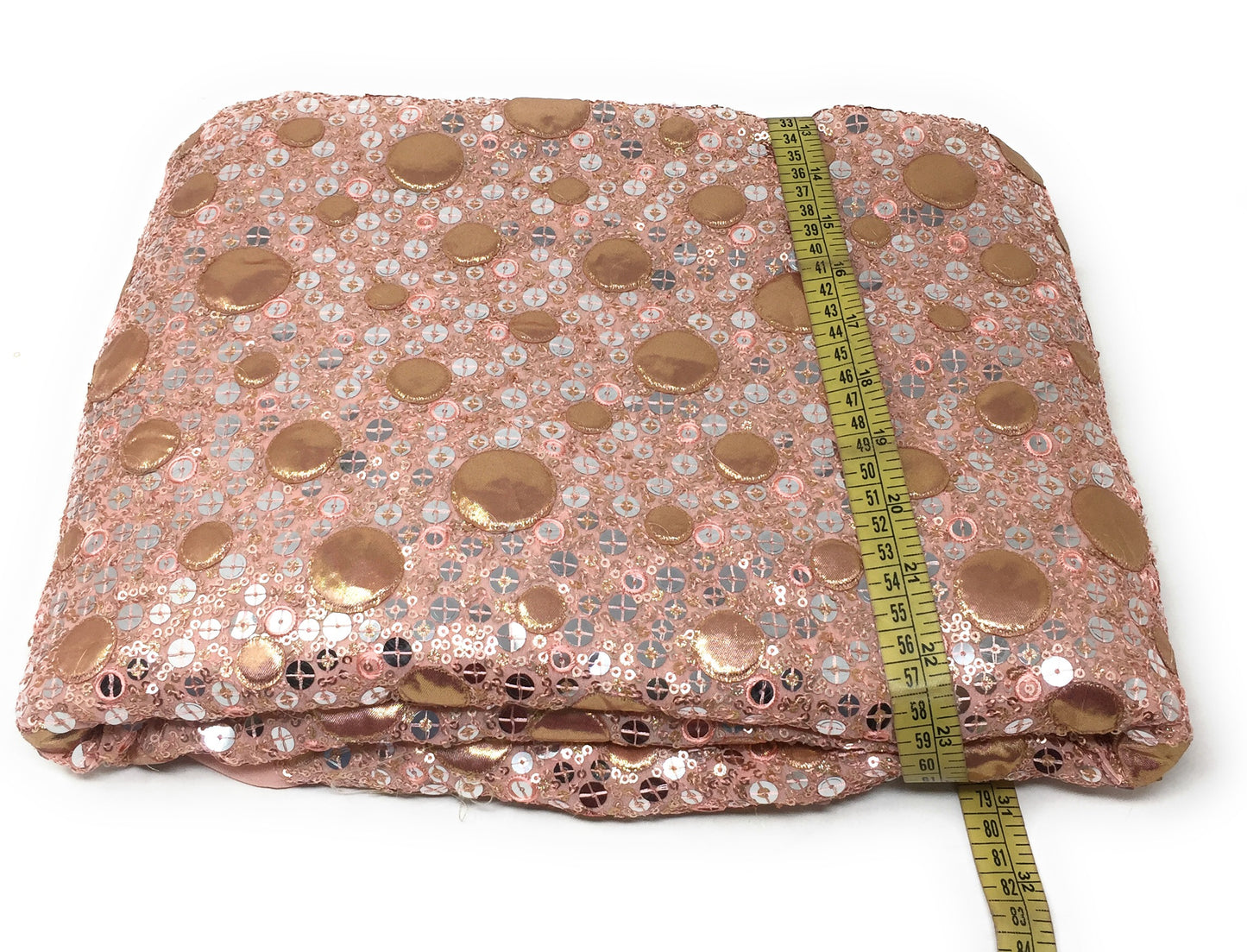Rose Gold Sequence Fabric Material on Georgette