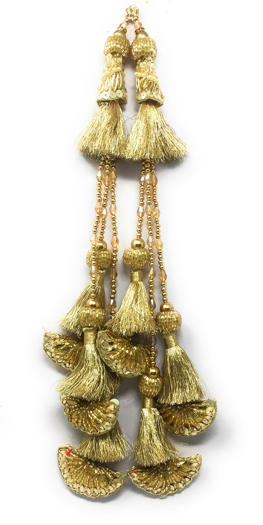 Golden Heavy Latkan For Lehenga - Set of 2