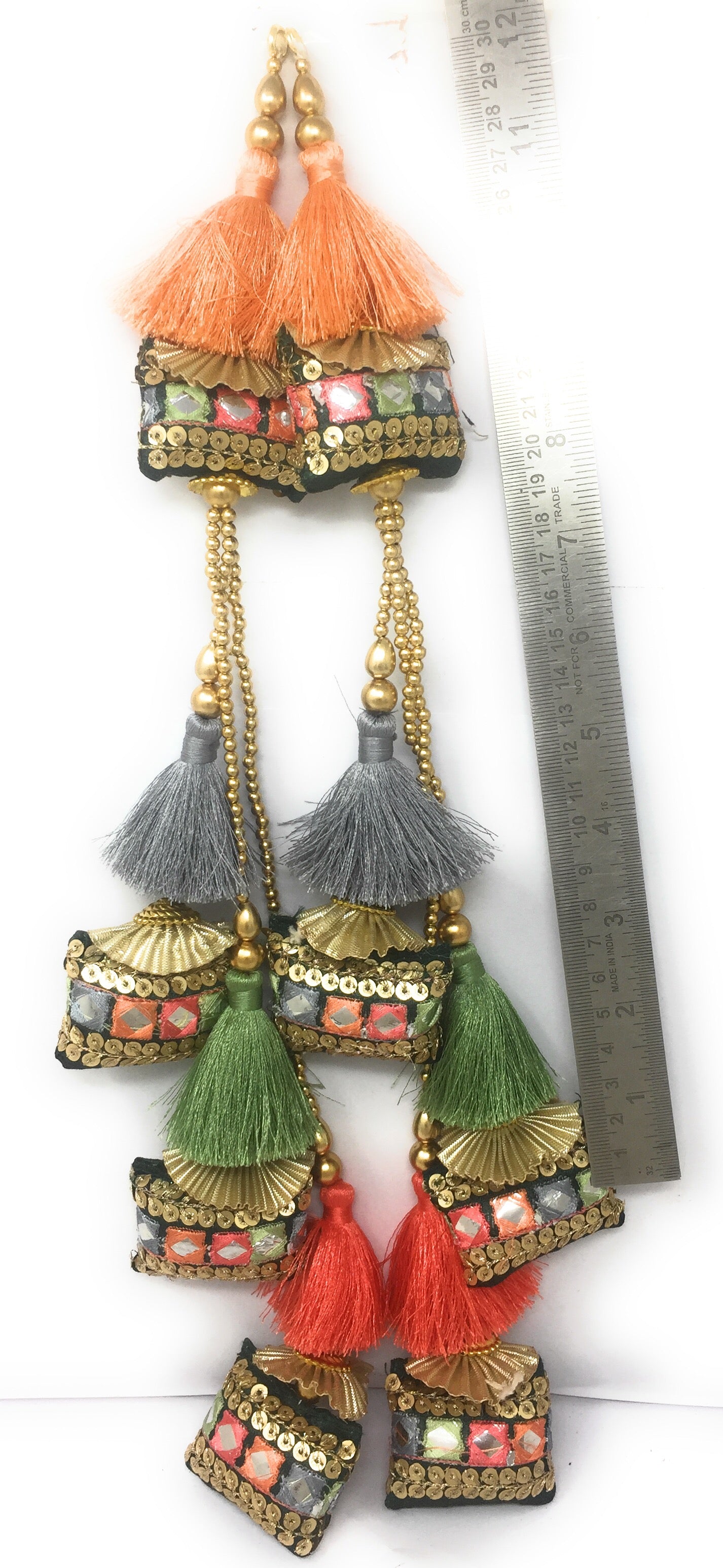 Green handmade blouse hangings - Set of 2