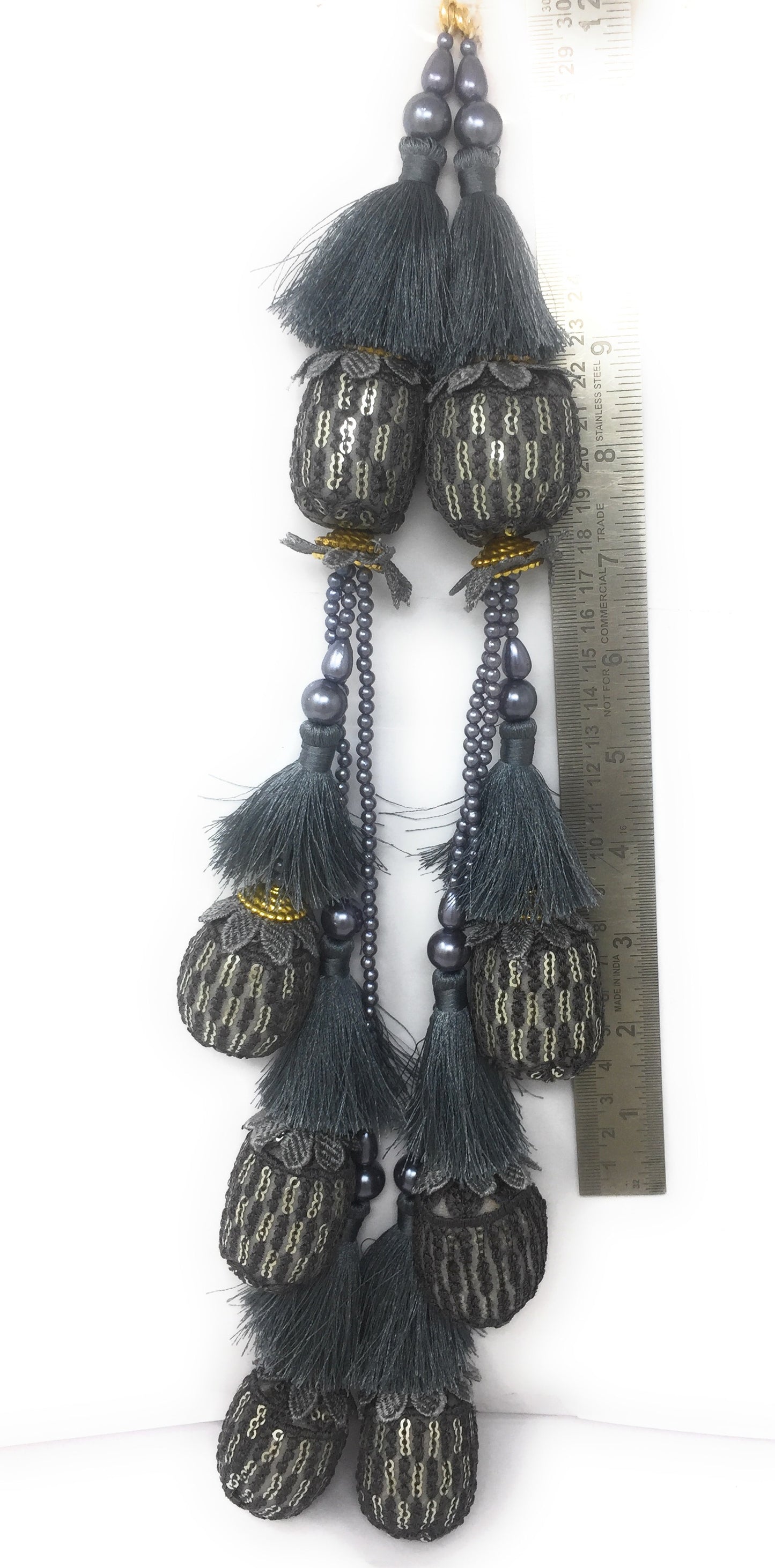 Grey fancy latkan for lehenga - Set of 2
