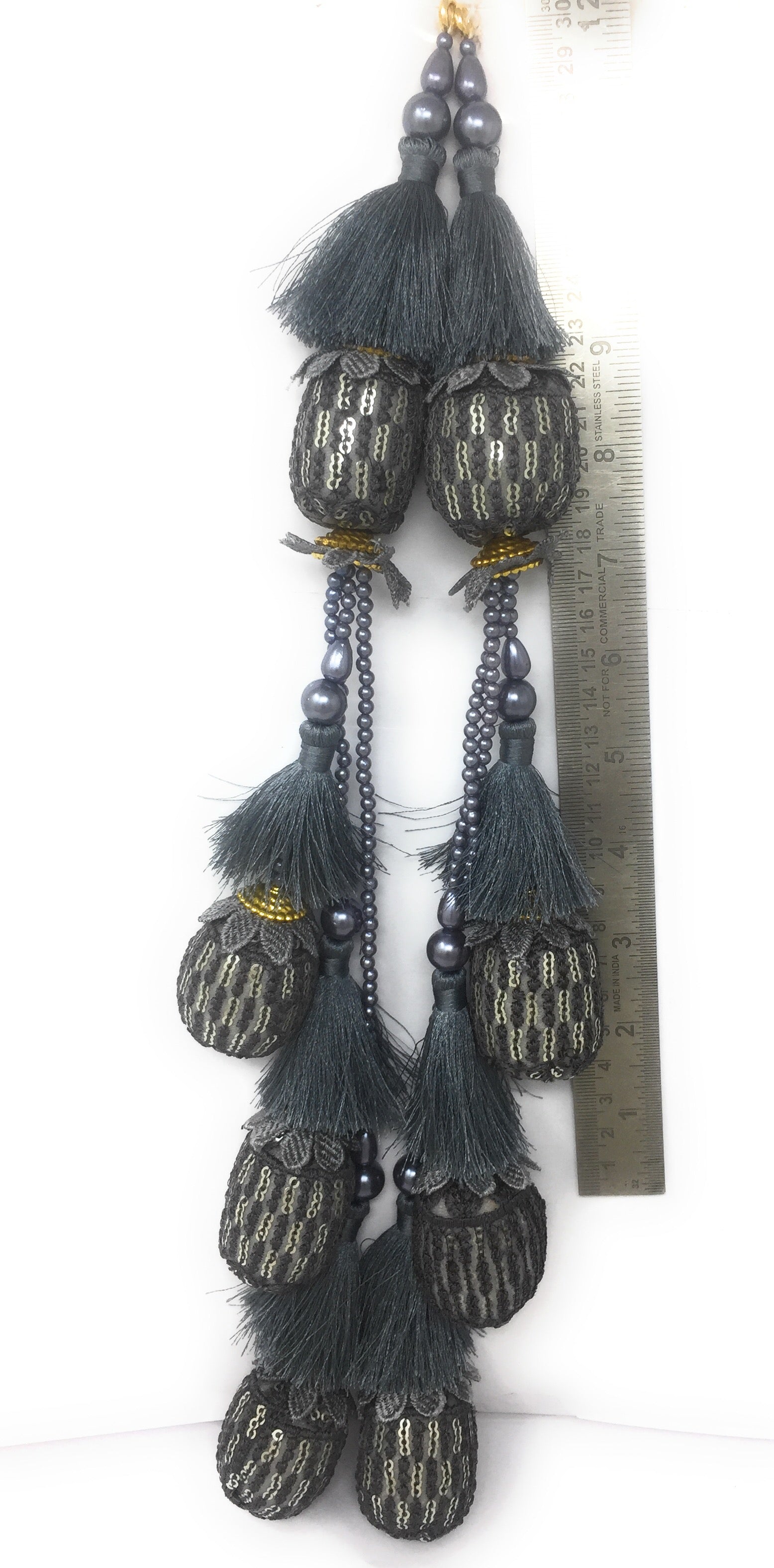 Grey fancy latkan for lehenga - Set of 2
