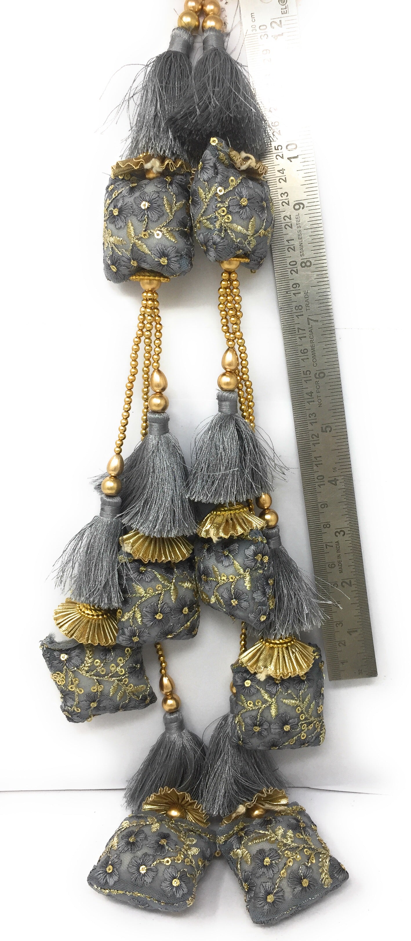 Grey lehenga latkan, Embroidery Work - Set of 2