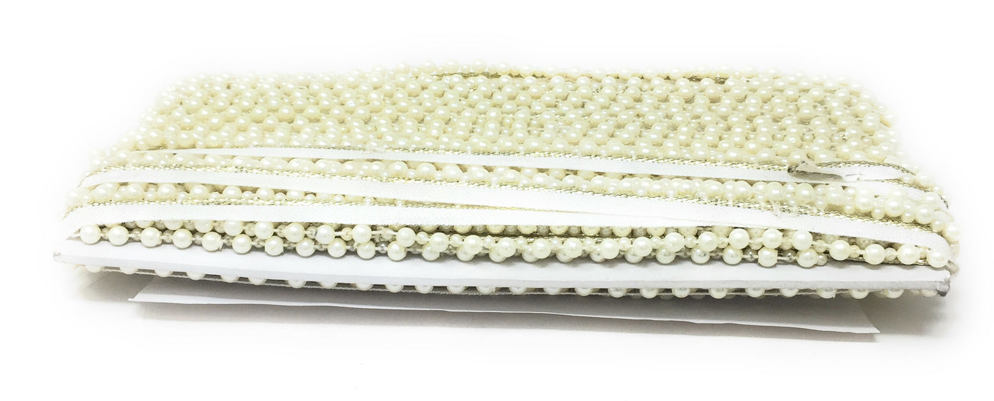 Cotton Lace Beaded Trim- 9 Meter
