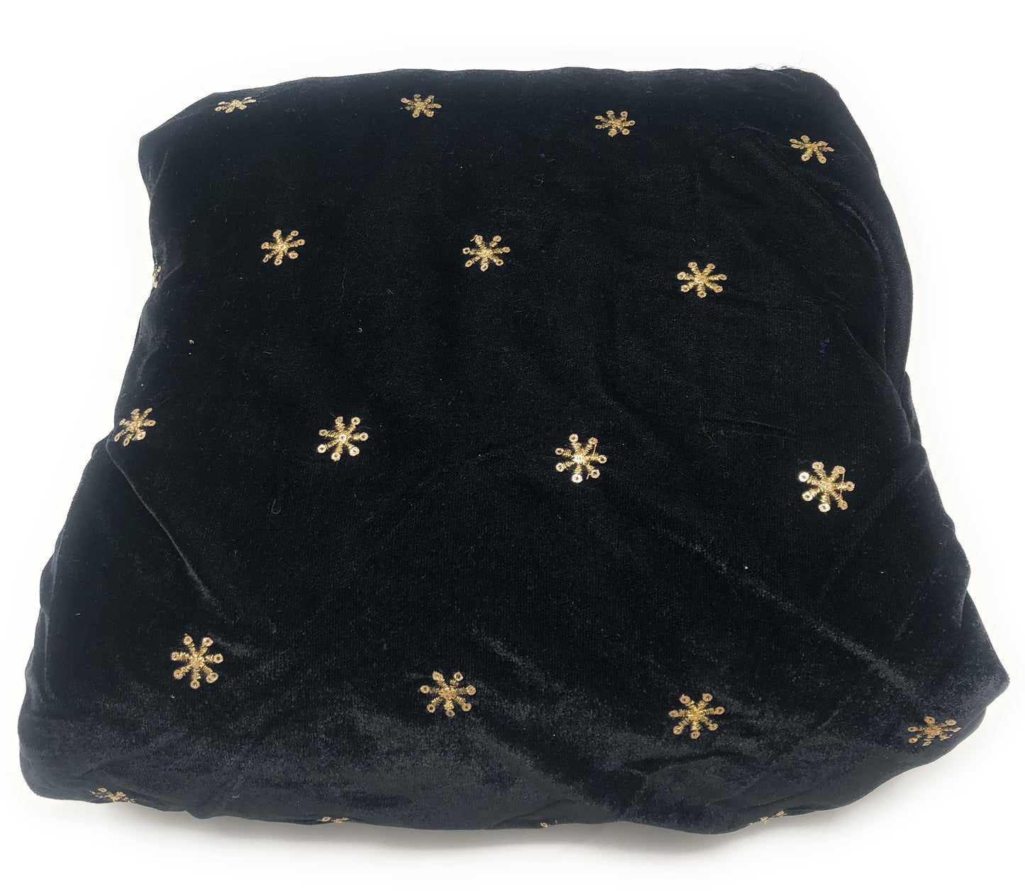 Black Velvet Fabric, Gold Sequin Embroidery Material by meter