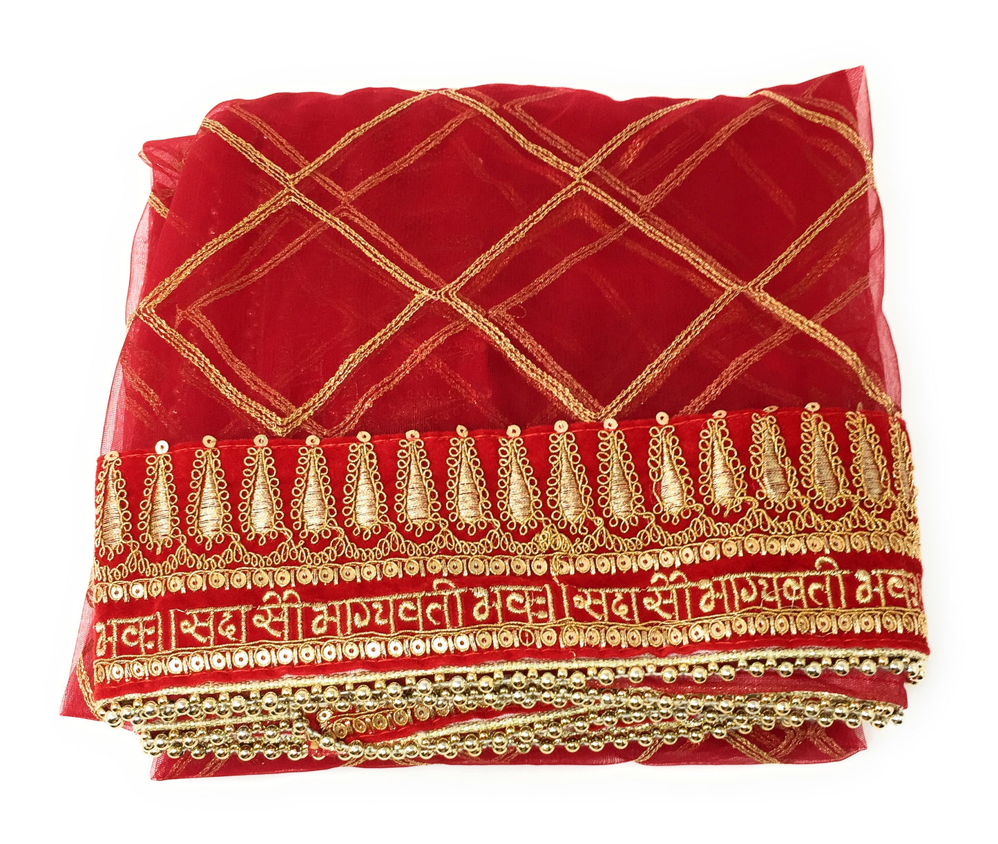 Embroidered Bridal  Sada Saubhagyavati Bhava Heavy Wedding Dupatta