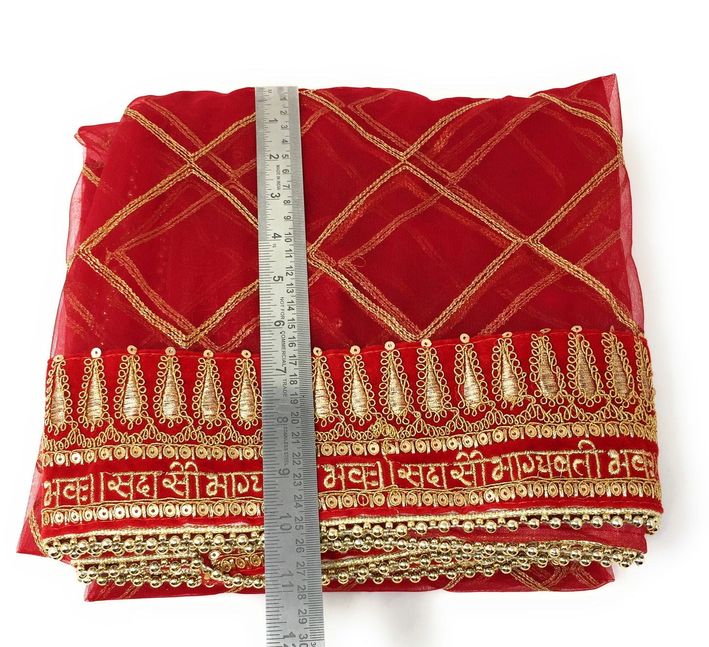 Embroidered Bridal  Sada Saubhagyavati Bhava Heavy Wedding Dupatta