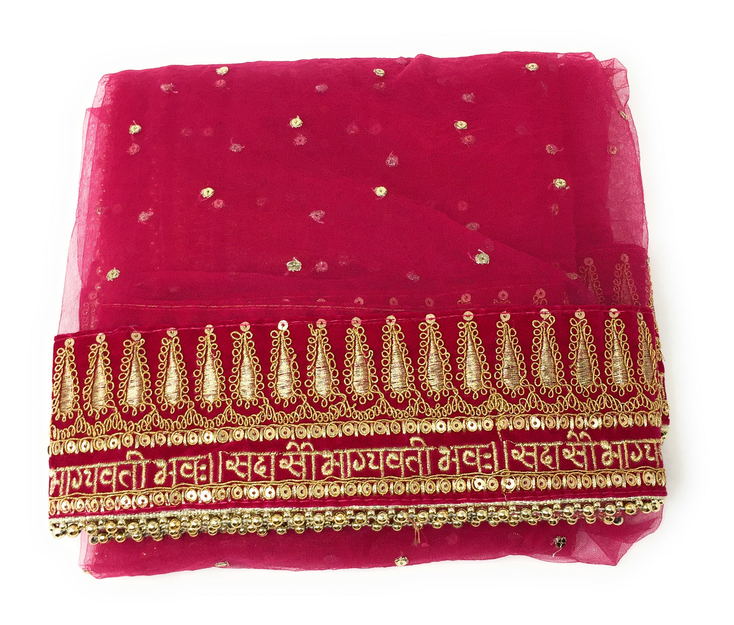 Embroidered Bridal  Sada Saubhagyavati Bhava Heavy Wedding Dupatta