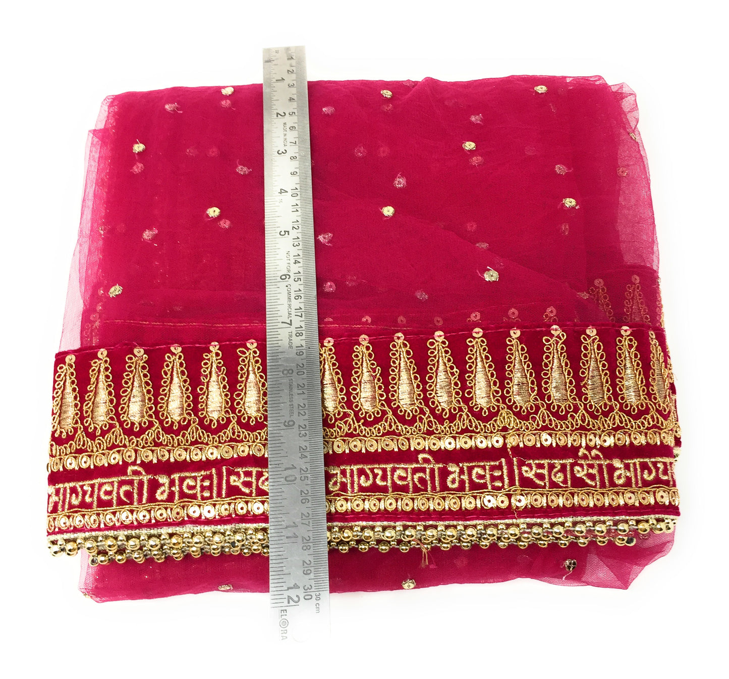 Embroidered Bridal  Sada Saubhagyavati Bhava Heavy Wedding Dupatta