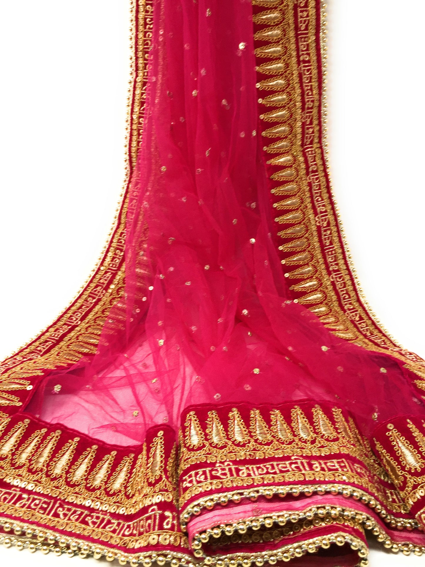 Embroidered Bridal  Sada Saubhagyavati Bhava Heavy Wedding Dupatta