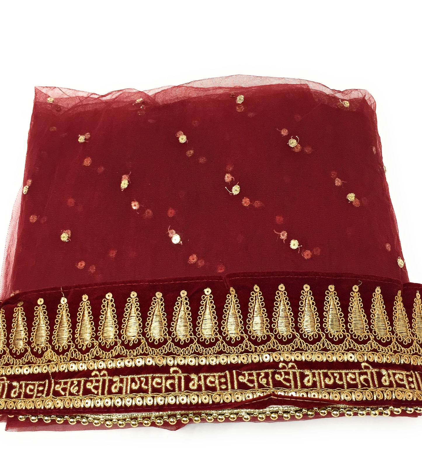 Embroidered Bridal  Sada Saubhagyavati Bhava Heavy Wedding Dupatta