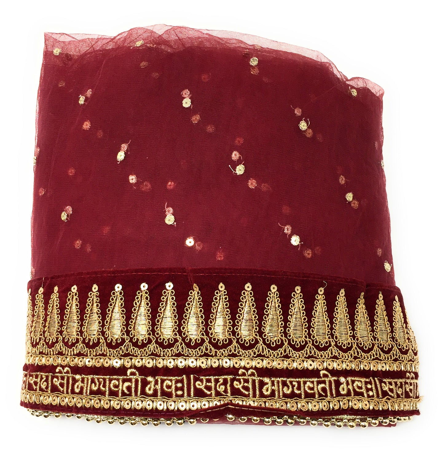 Embroidered Bridal  Sada Saubhagyavati Bhava Heavy Wedding Dupatta