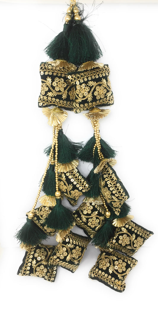 Emerald Green Tassels Latkan - Set of 2