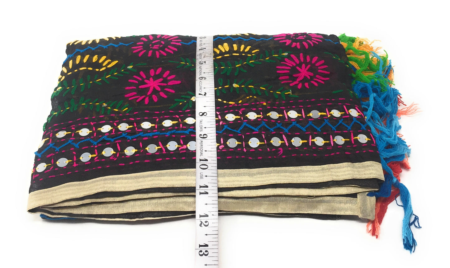 Multicolor Kutchi Embroidered Dupatta in  Black Colour Base