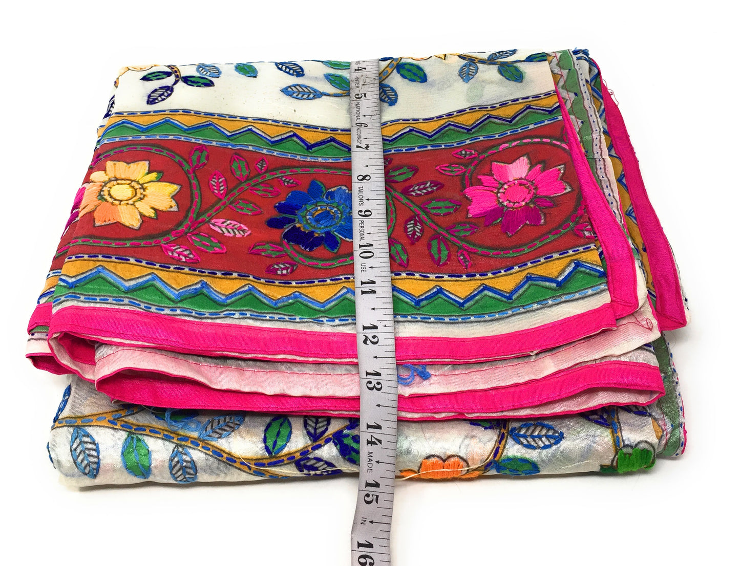 Hand Embroidery On Dupatta - Kantha on Madhubani Art
