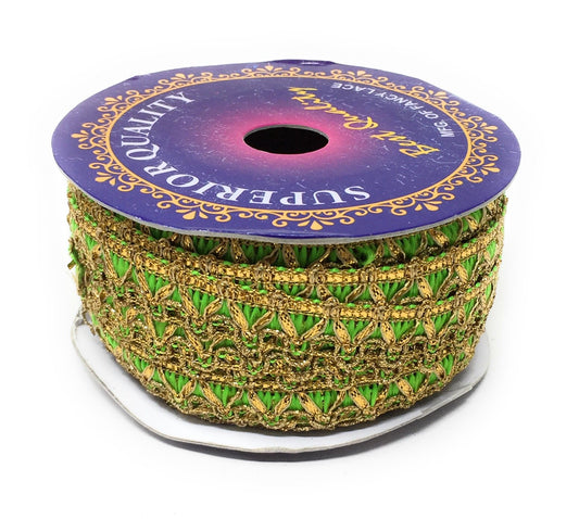 Water Gold Beaded Embroidered Saree Border Trim - 9 Meter Roll