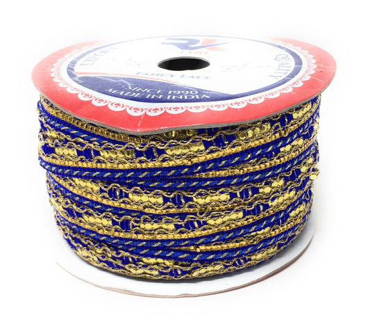 Gold Beaded Embroidered Saree Border Trim - 9 Meter Roll
