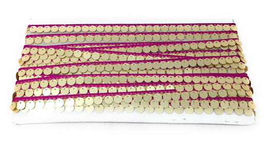 Yellow Sequins Embroidery Saree Border Trim - 9 Meter Roll