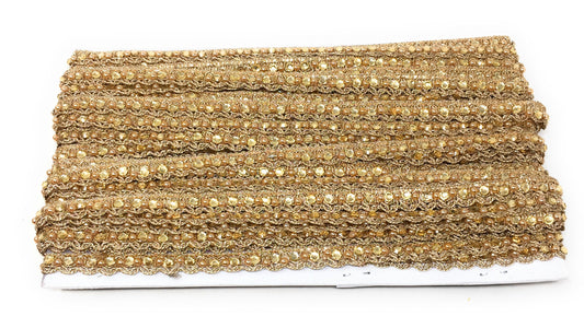Gold Pearl Beaded Saree Border Trim - 9 Meter Roll