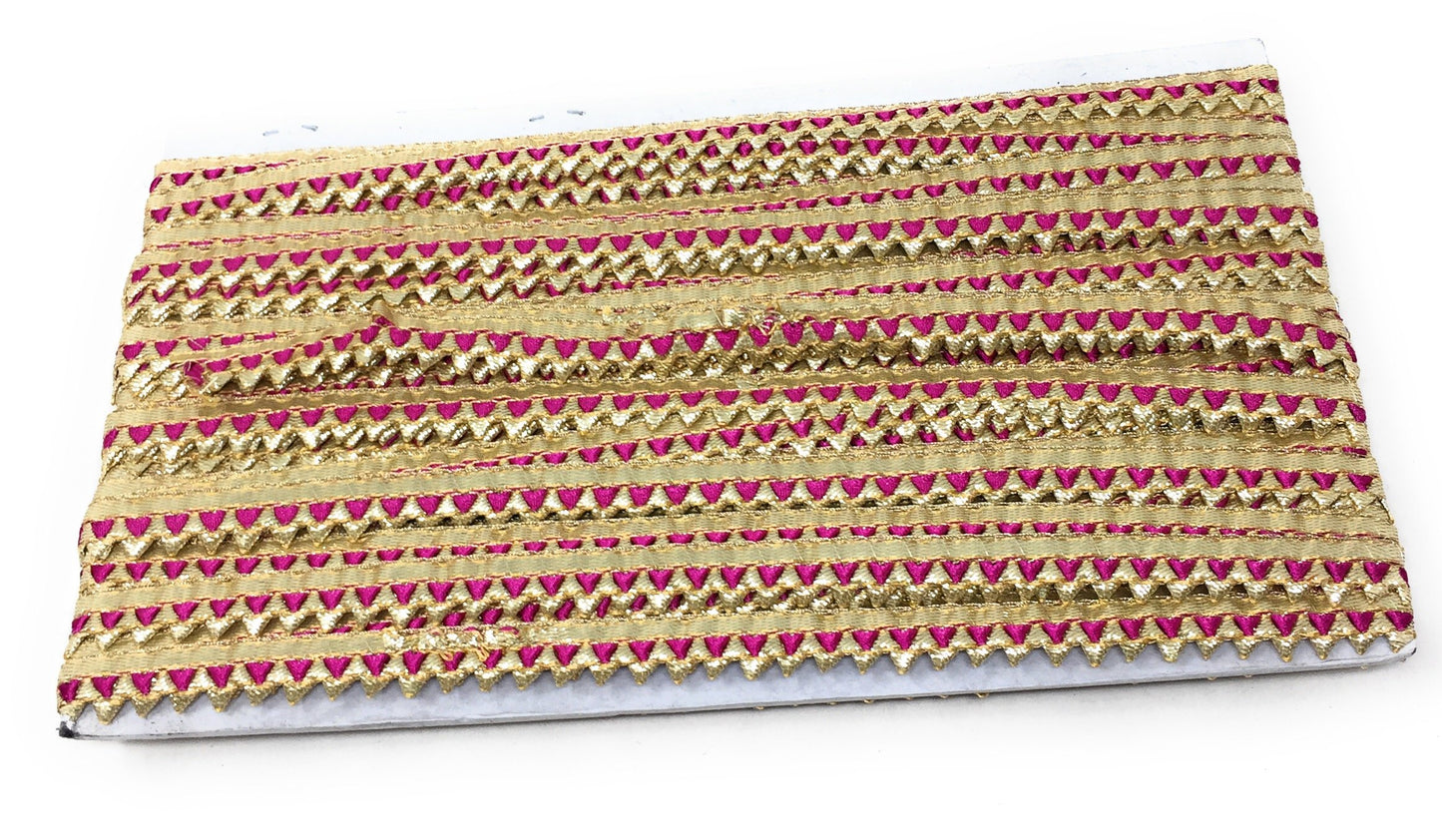 Rani Pink Gota Patti Embroidery Saree Border Trim - 9 Meter Roll
