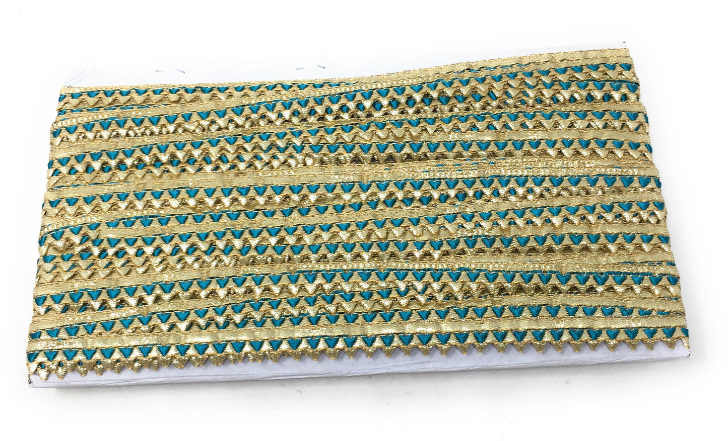 Teal Green Gota Patti Embroidery Saree Border Trim - 9 Meter Roll