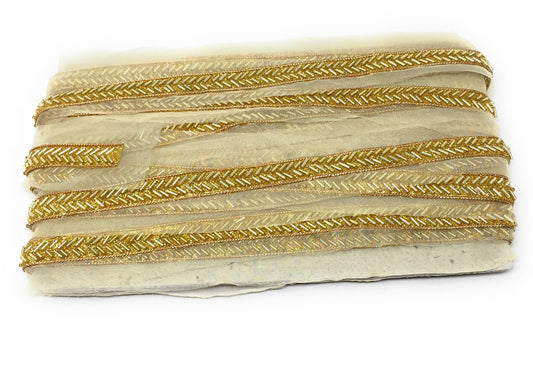 Gold Embroidered Saree Border Trim - 9 Meter Roll
