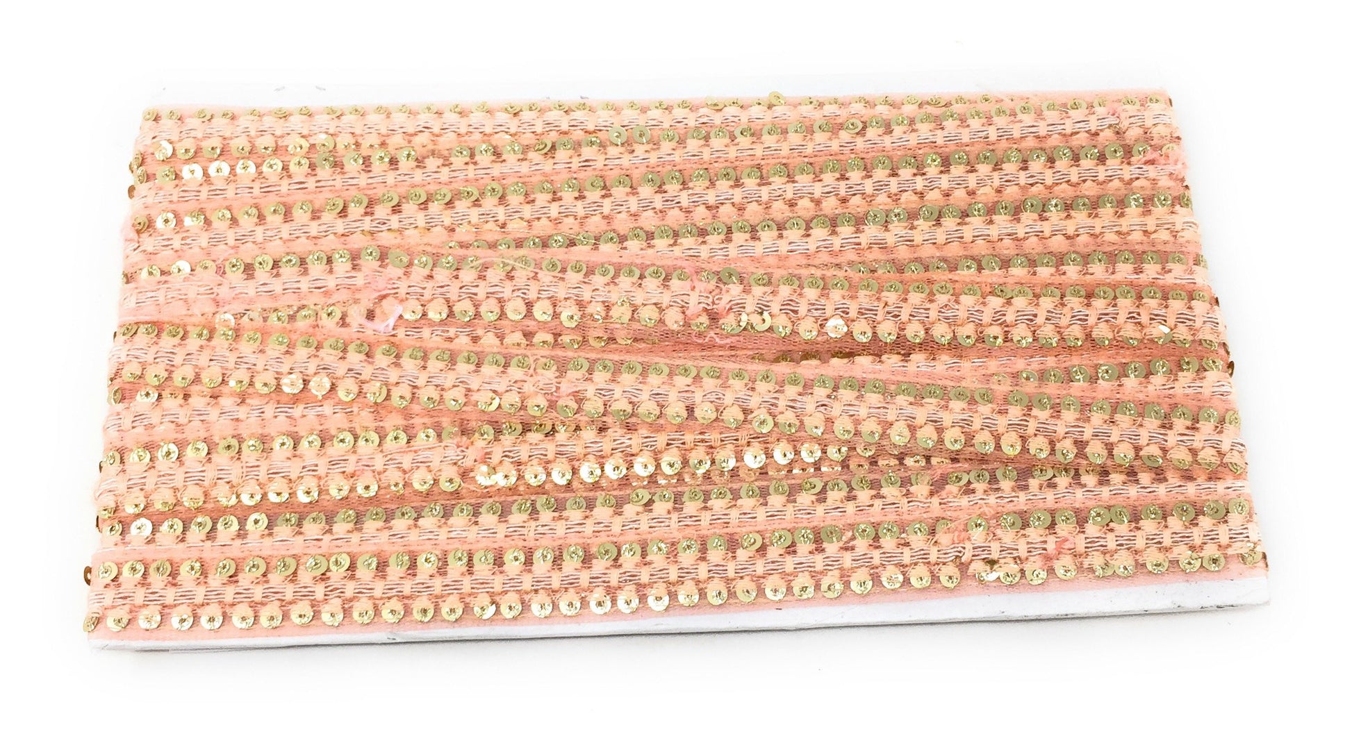 Peach Sequins Embroidery Saree Border Trim - 9 Meter Roll