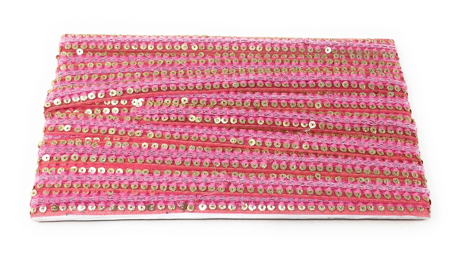 Rani Pink Sequins Embroidery Saree Border Trim - 9 Meter Roll
