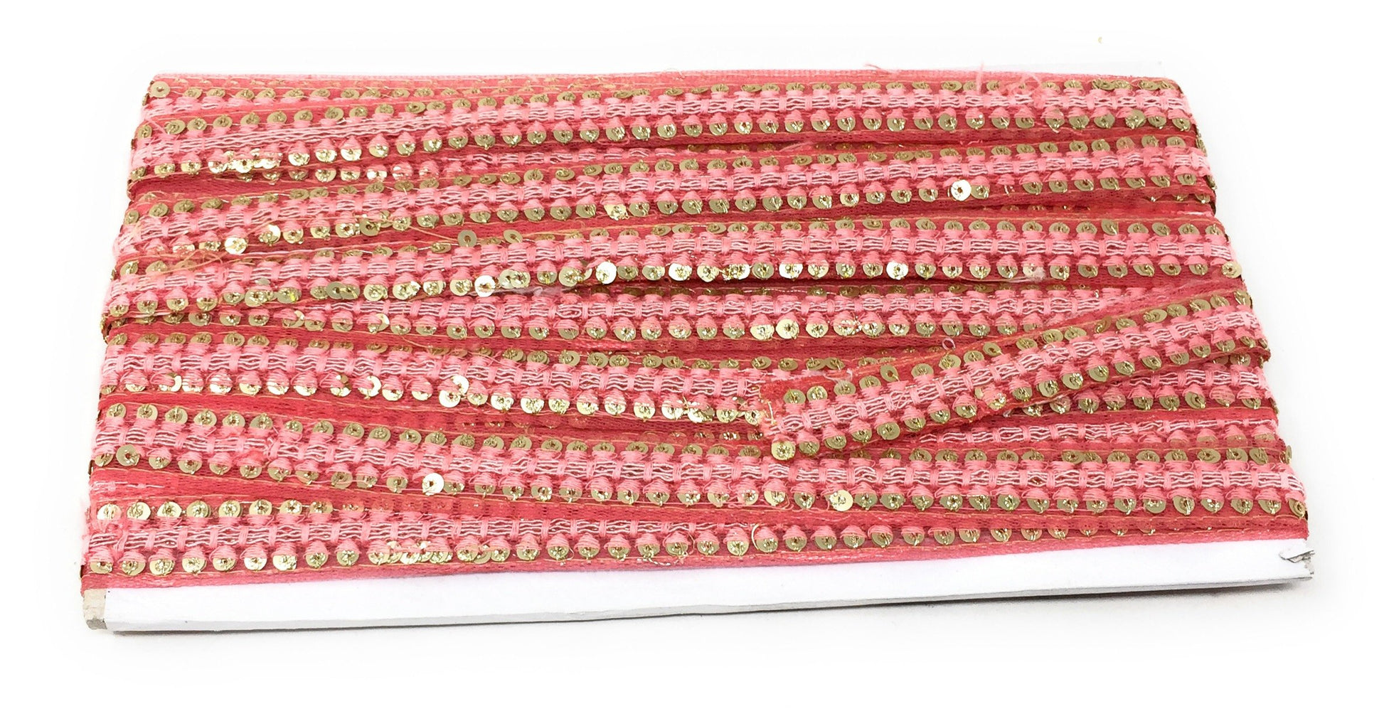 Dark Pink Sequins Embroidery Saree Border Trim - 9 Meter Roll