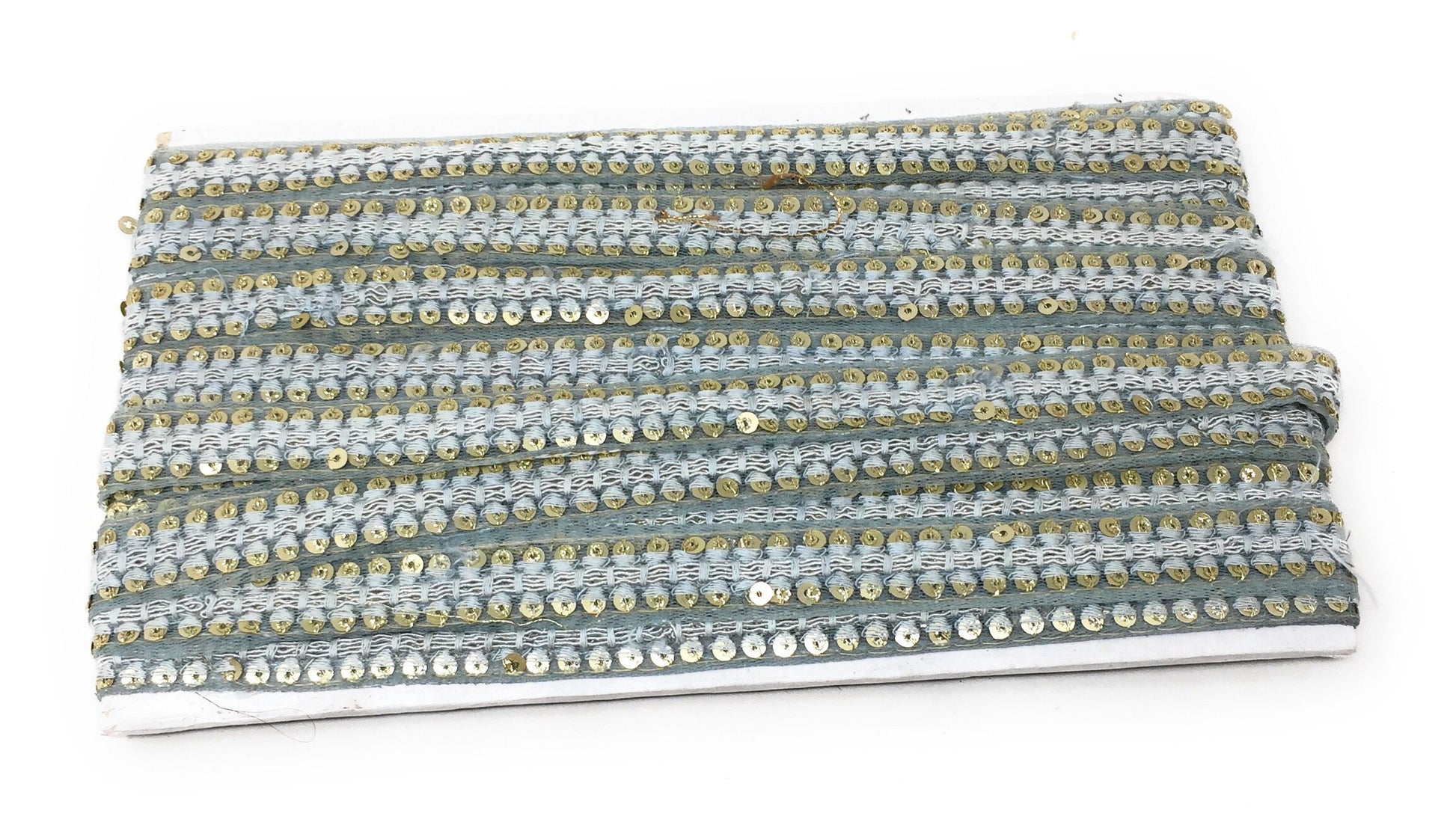 Grey Sequins Embroidery Saree Border Trim - 9 Meter Roll