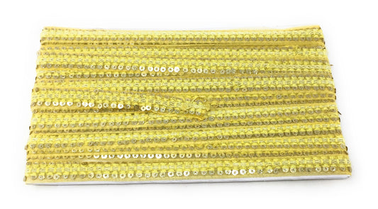 Yellow Sequins Embroidery Saree Border Trim - 9 Meter Roll