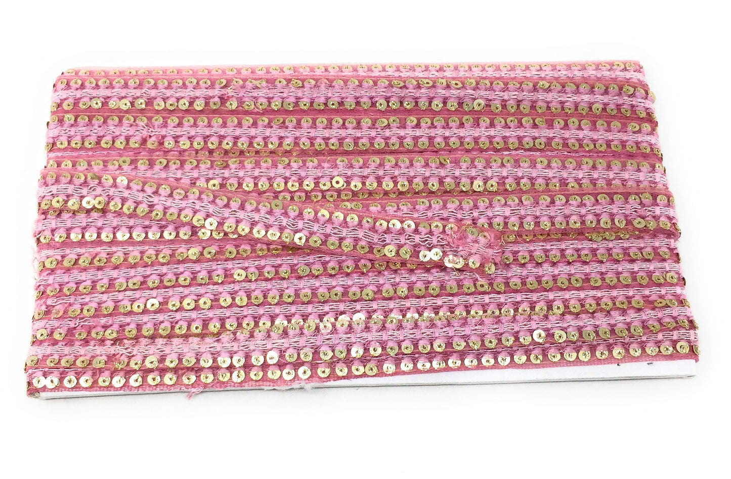 Pink Sequins Embroidery Saree Border Trim - 9 Meter Roll