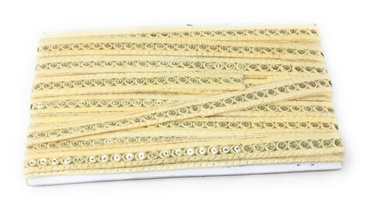 Peach Sequins Embroidery Saree Border Trim - 9 Meter Roll