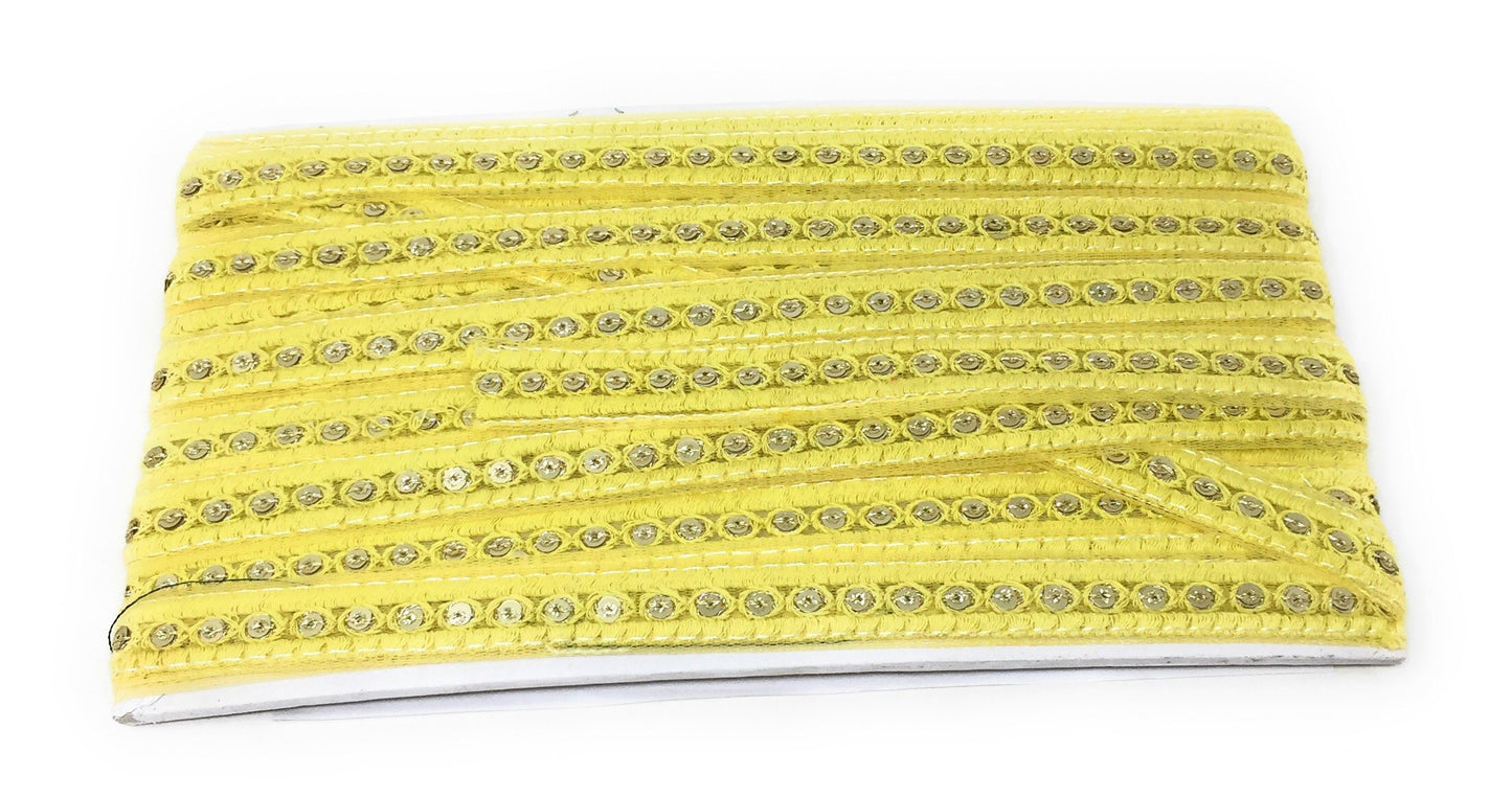 Cream Sequins Embroidery Saree Border Trim - 9 Meter Roll
